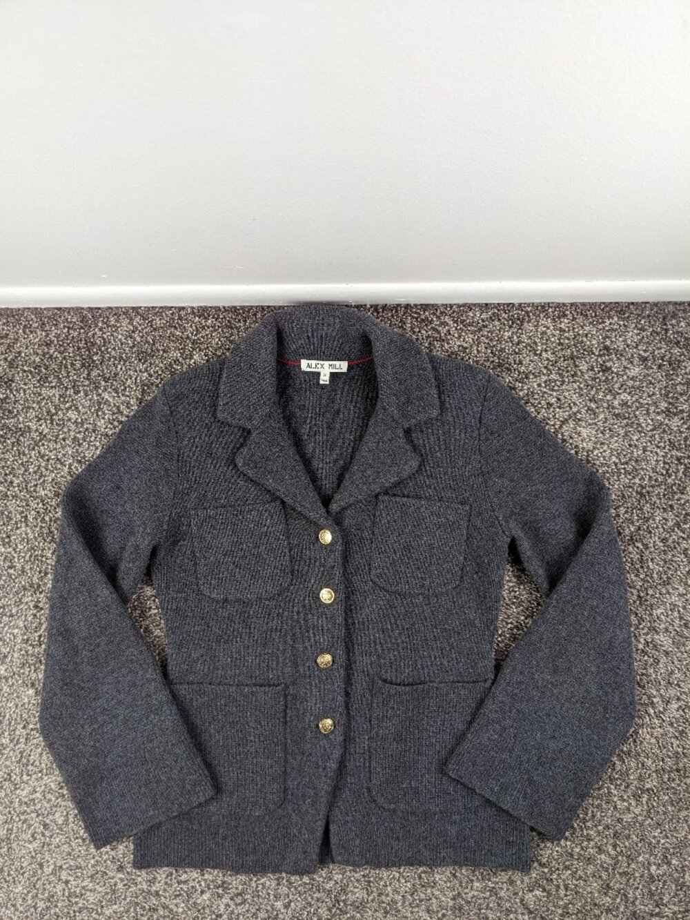 Alex Mill London Sweater Blazer Jacket Wool Cardigan Gold Button Womens Small